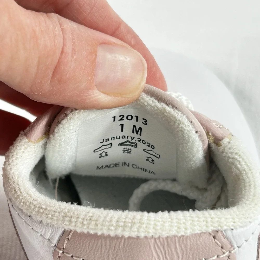NEW Footjoy Baby Crib Shoes Size 1 Pink White Leather Saddle Oxfords